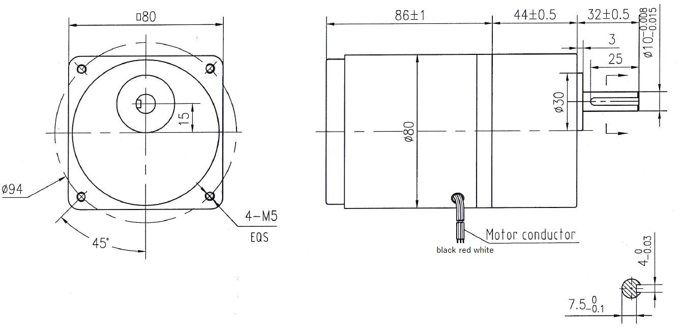 25W AC Gearmotor Zeichnung